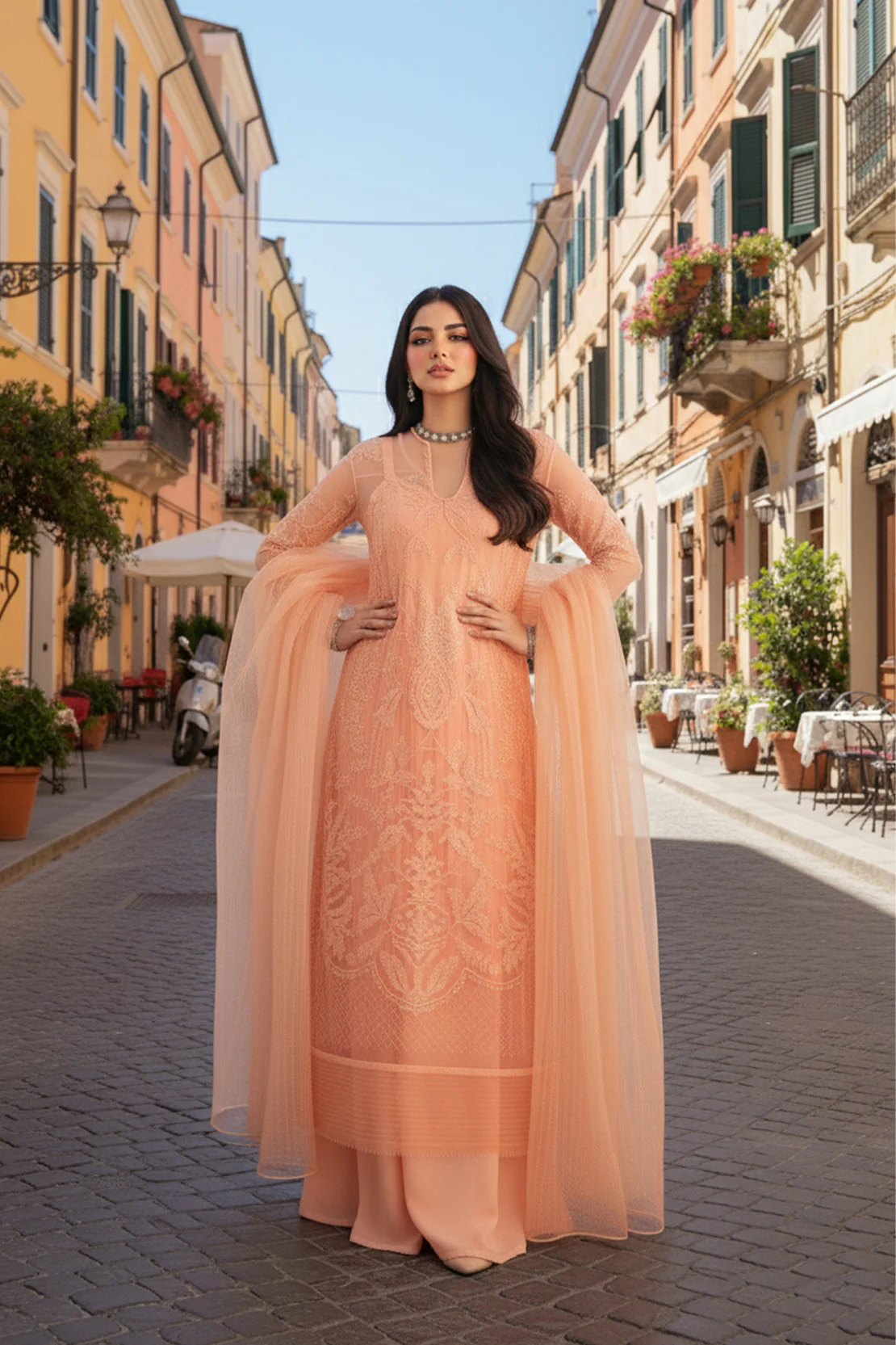 Angaan - 3PC Shirt, Inner & Dupatta LUXURY PRET - Image 2