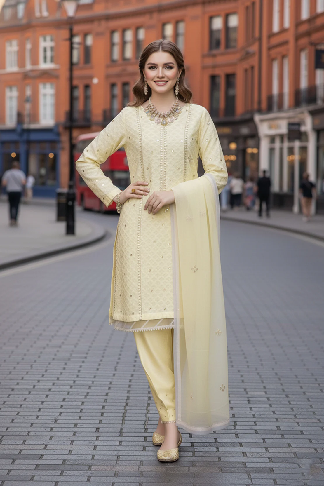 Embellished Cotton Suit - 2PC LUXURY PRET - Image 3