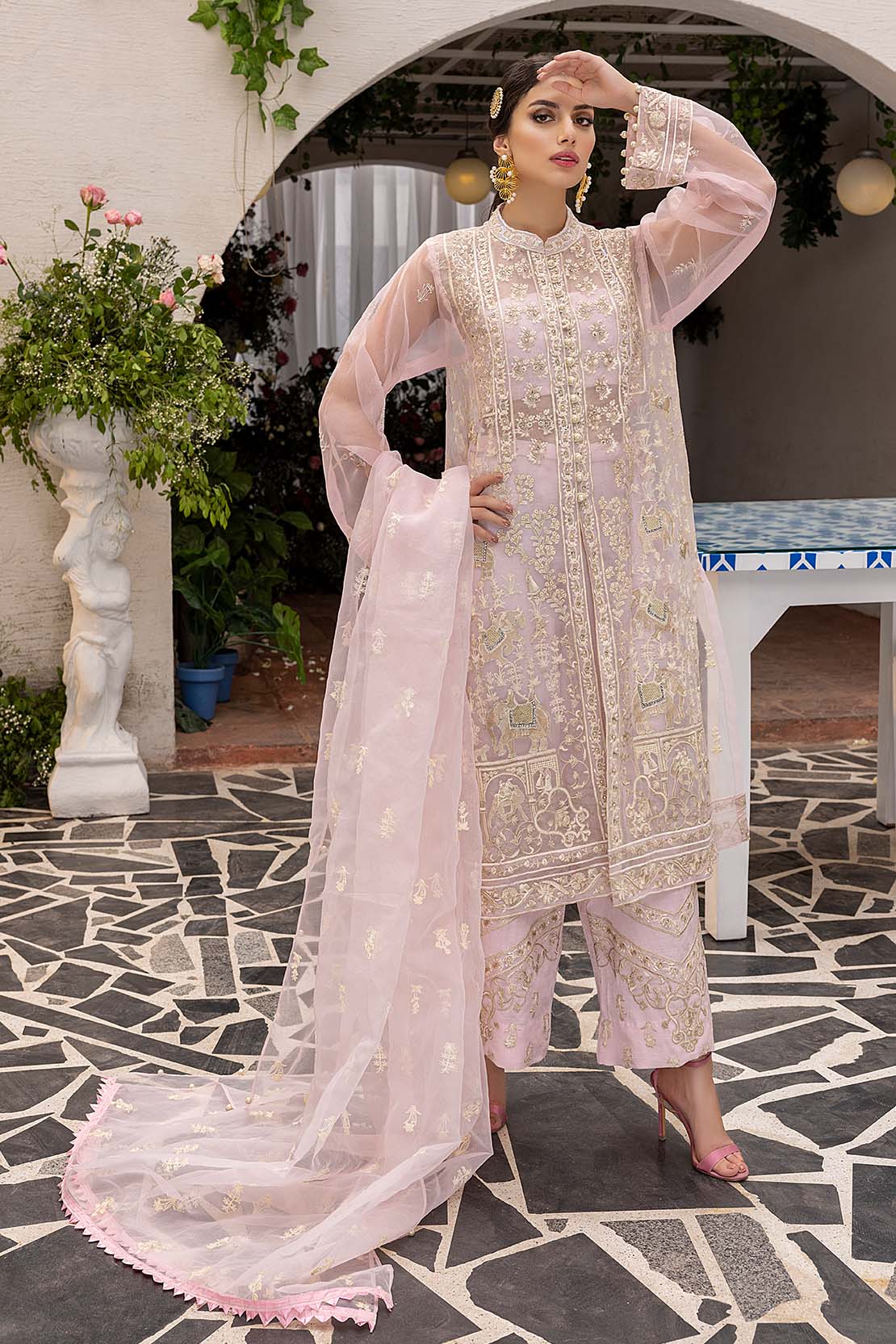 Embroidered Organza Suit