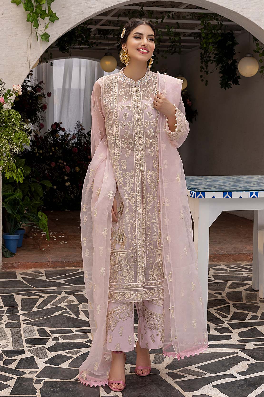 Embroidered Organza Suit - Image 3