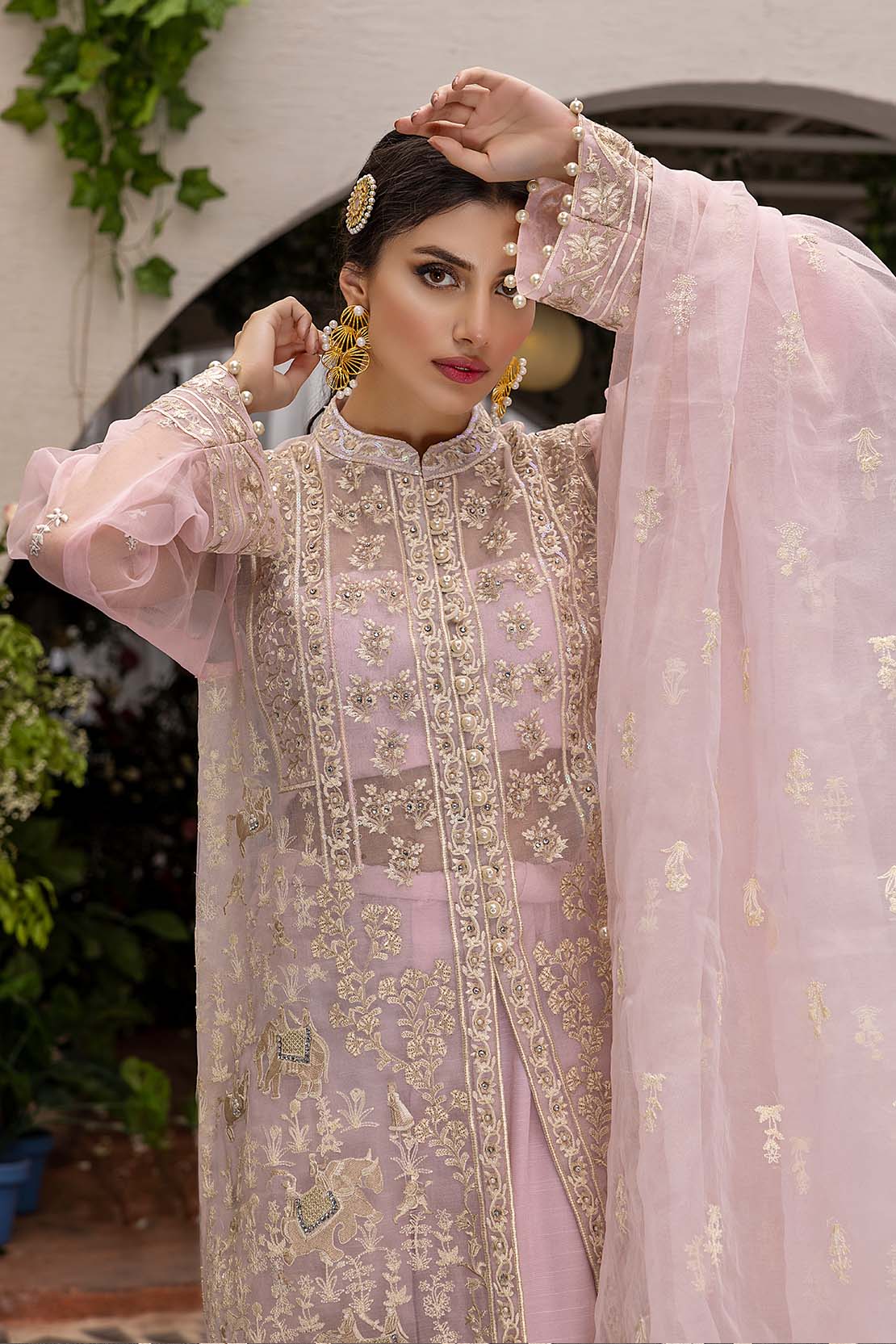 Embroidered Organza Suit - Image 6