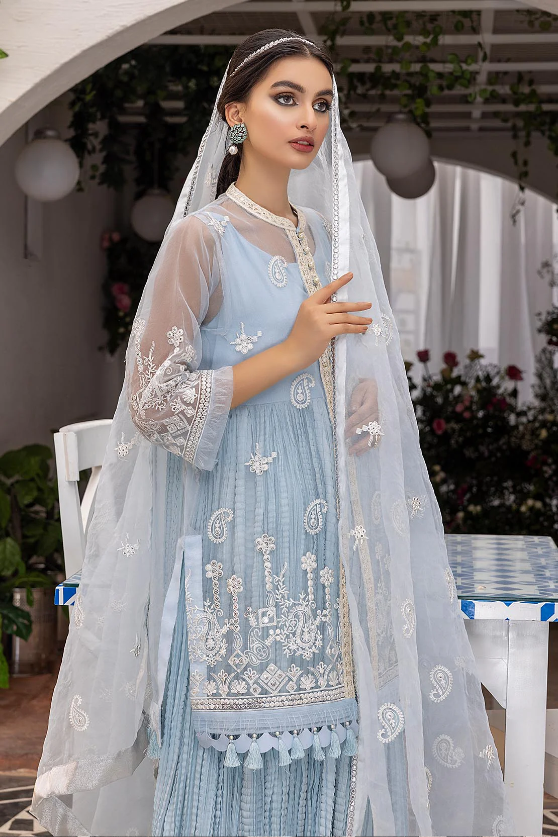 Embroidered Organza Suit