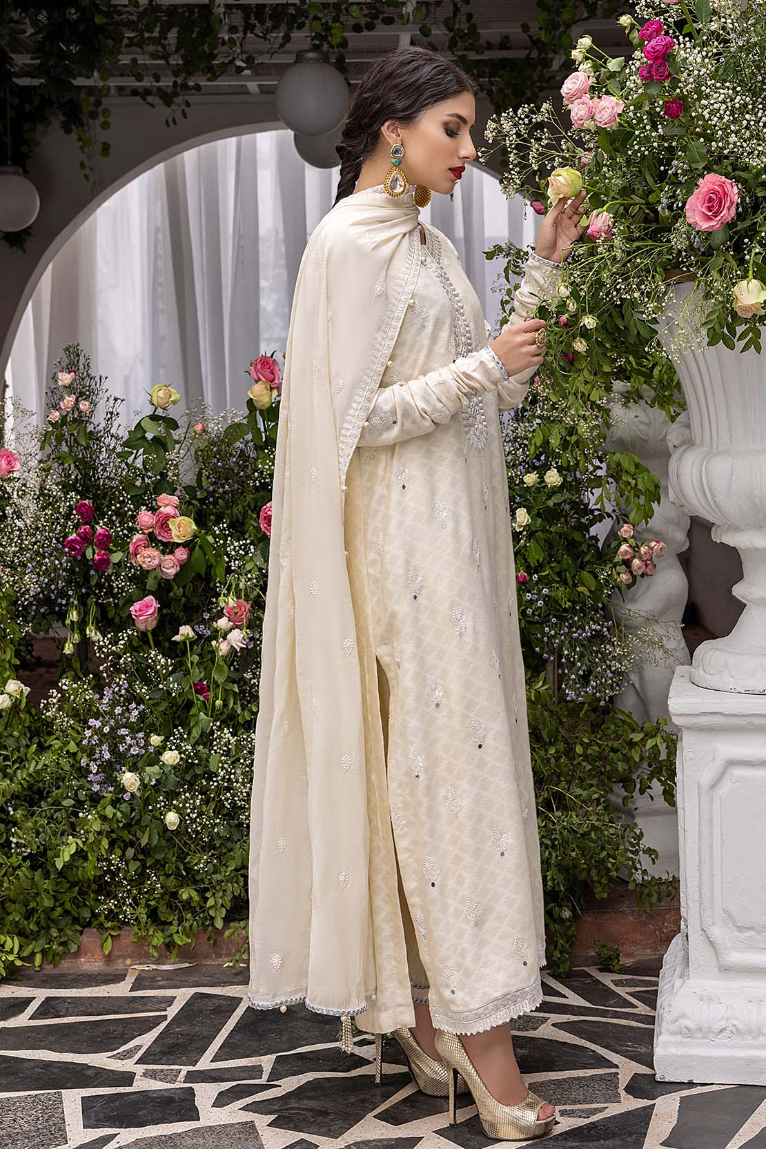 Embroidered Cotton Net Suit - Image 6