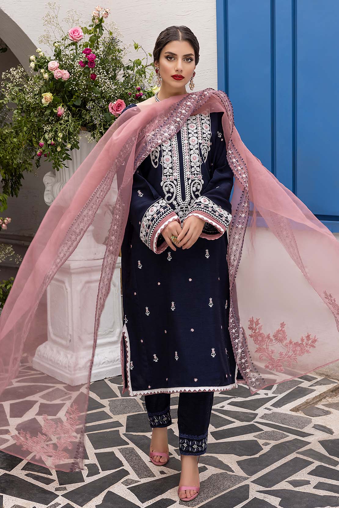 Embroidered Raw Silk suit