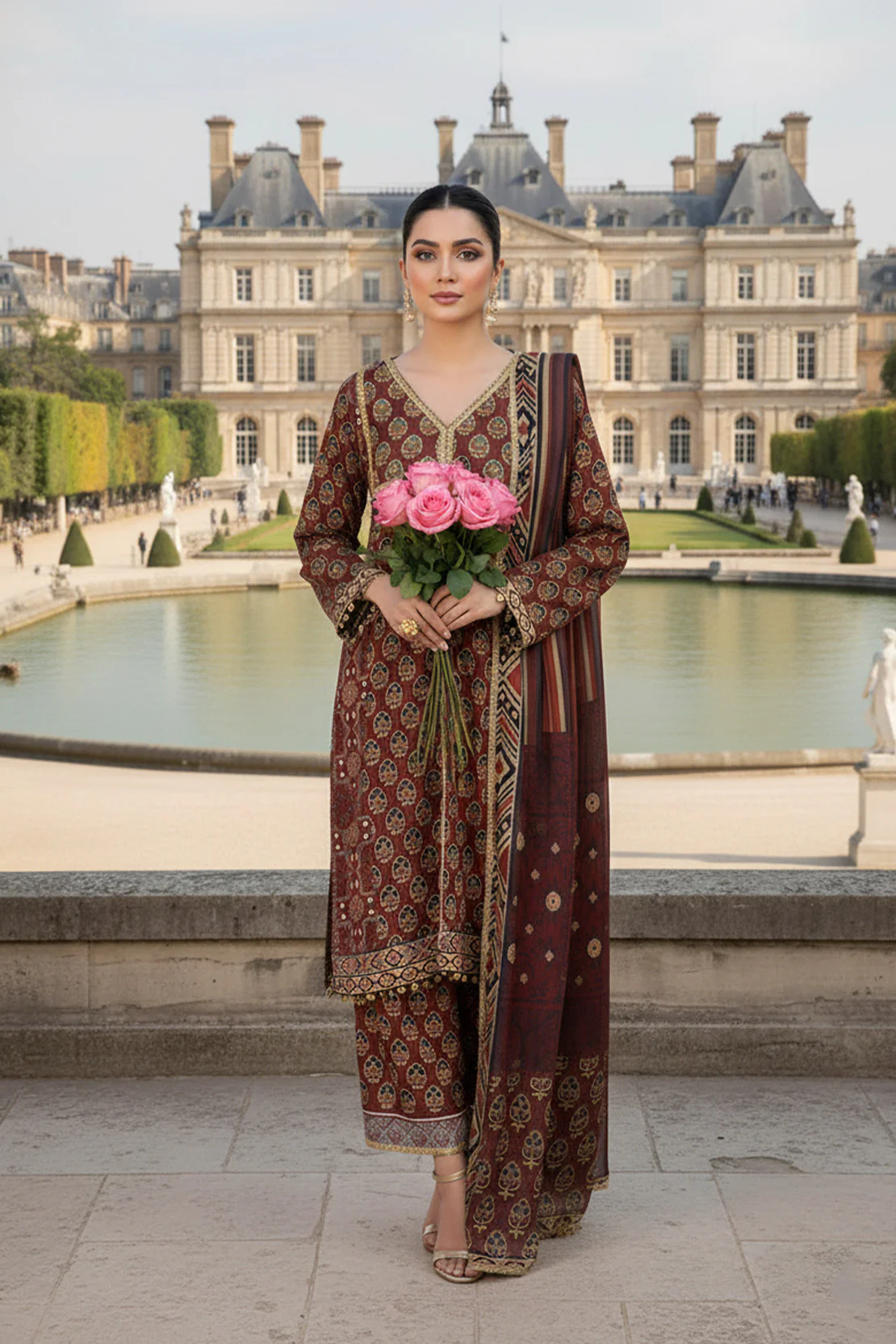 ROYAL HEIRLOOM - 3PC SHAMOUSE & PAPERSILK LUXURY PRET - Image 5