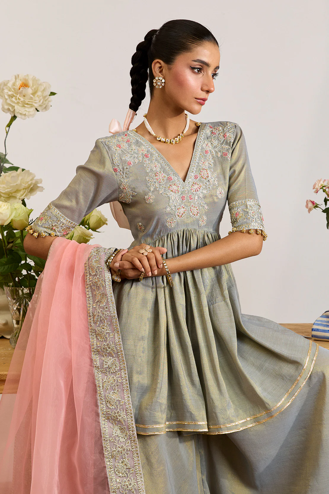 ZEHRA– 3PC ZARI & ORGANZA LUXURY PRET - Image 4