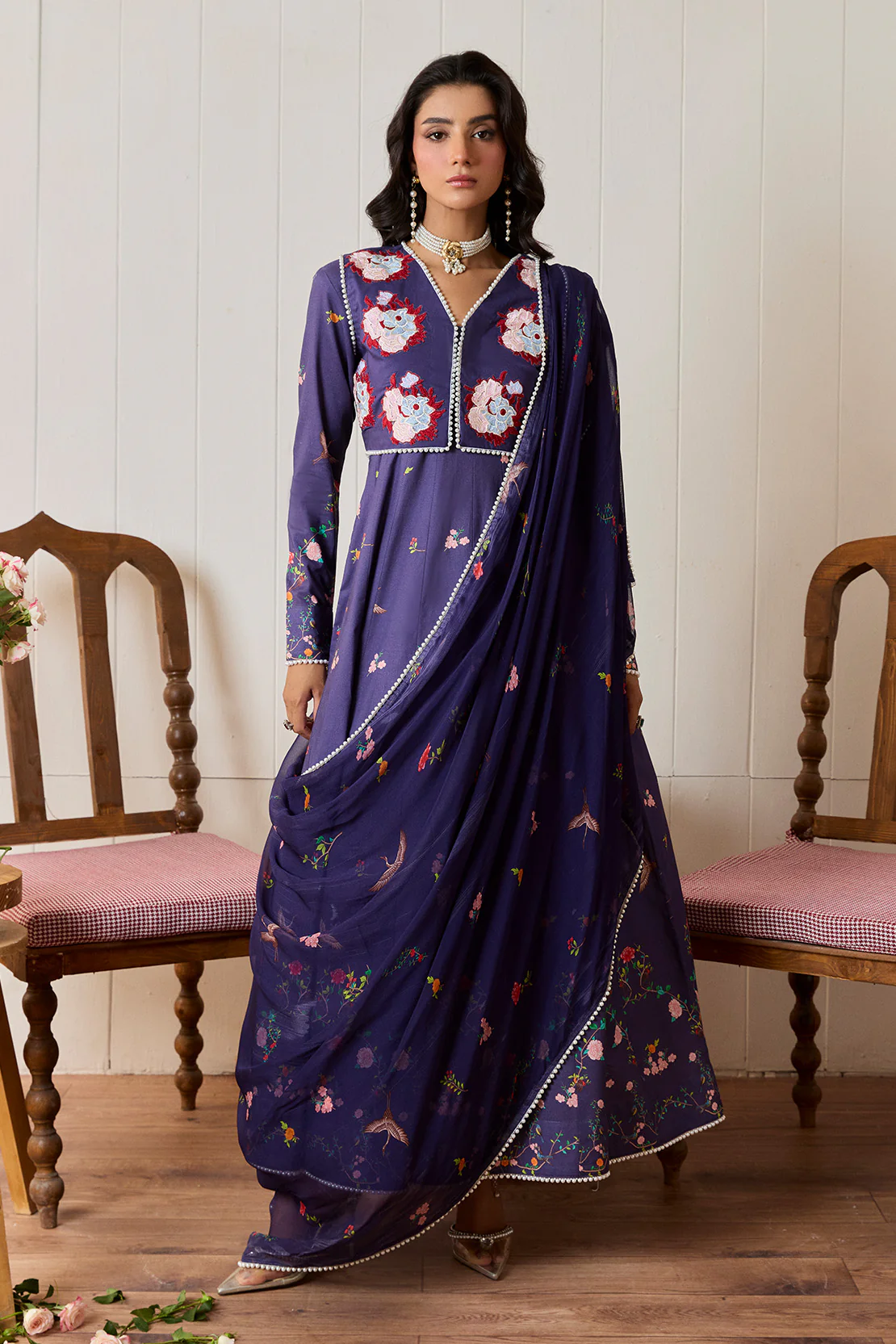 GULRUKH – 2PC LAWN & CHIFFON LUXURY PRET - Image 3
