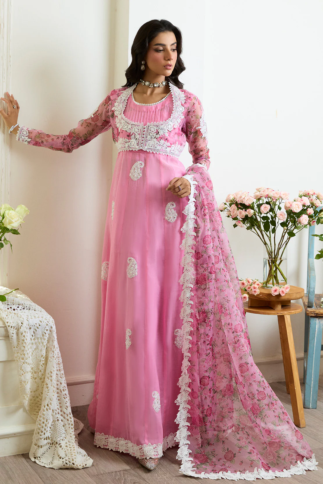 NAZAARA – 3PC PAPER COTTON & ORGANZA LUXURY PRET - Image 4