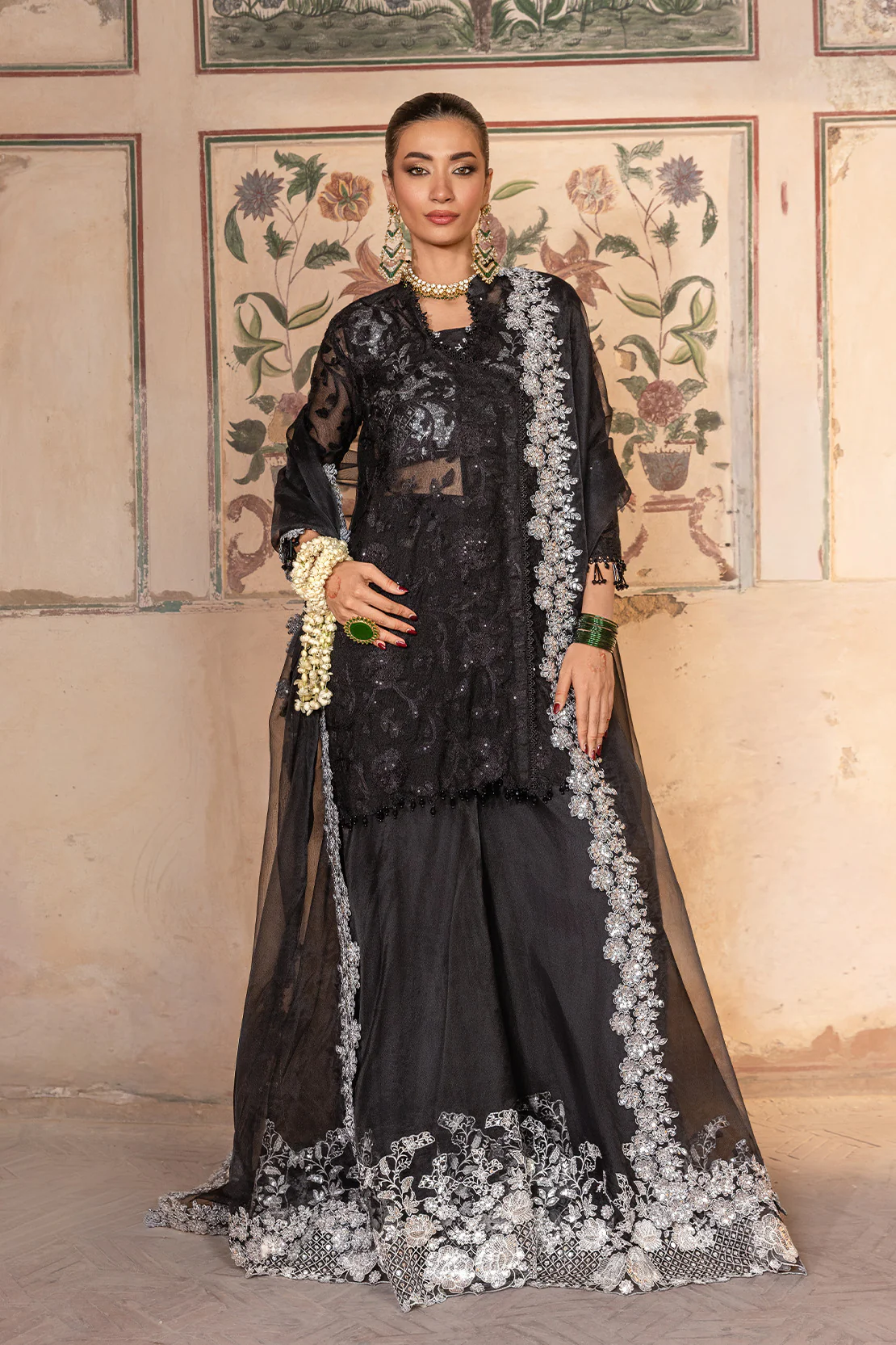 SAHIL – 4PC KHAADI NET & ORGANZA WEDDING FESTIVE PRET - Image 3