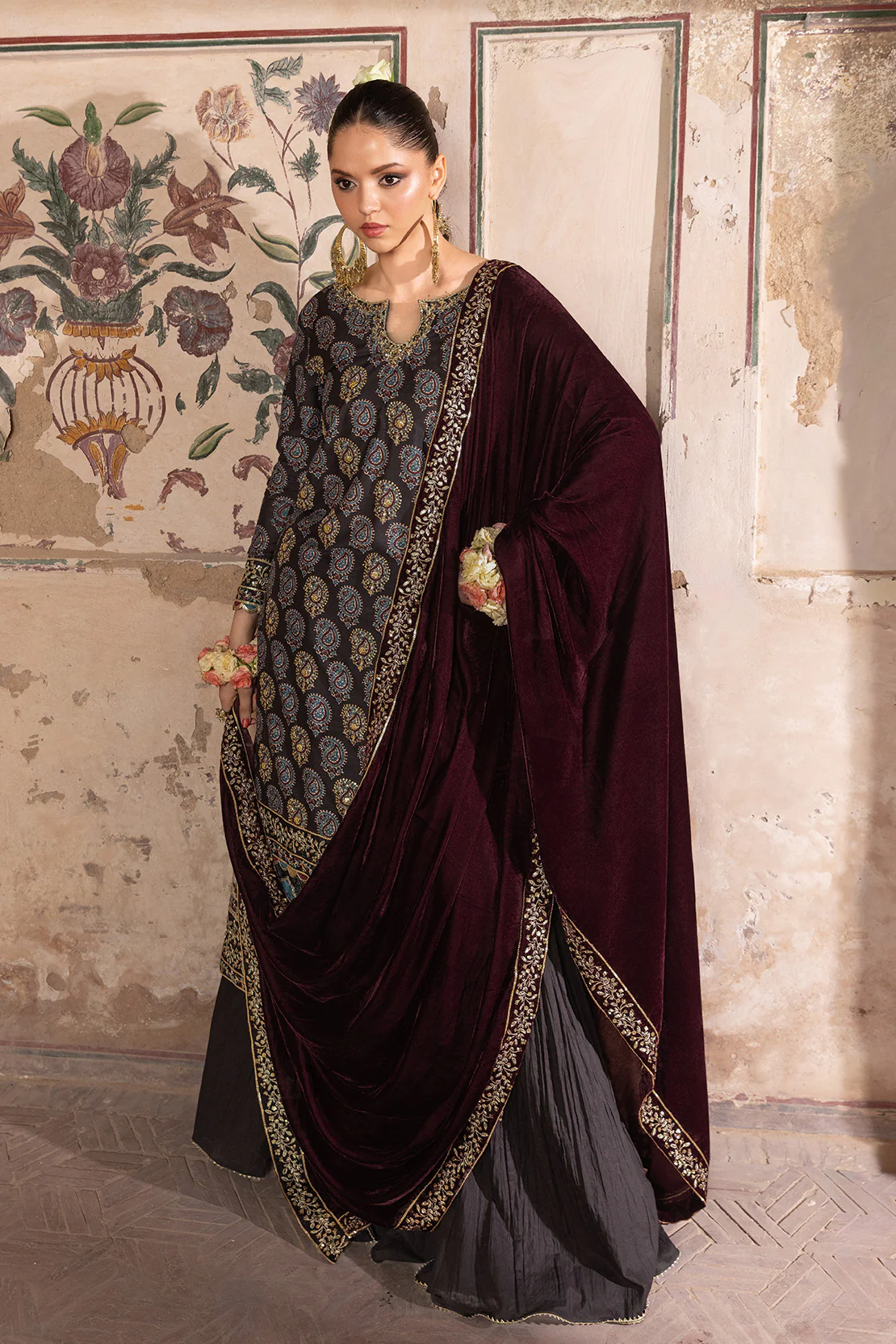 SAAZ – 3PC RAWSILK, VELVET & SILK LAWN WEDDING FESTIVE PRET - Image 6