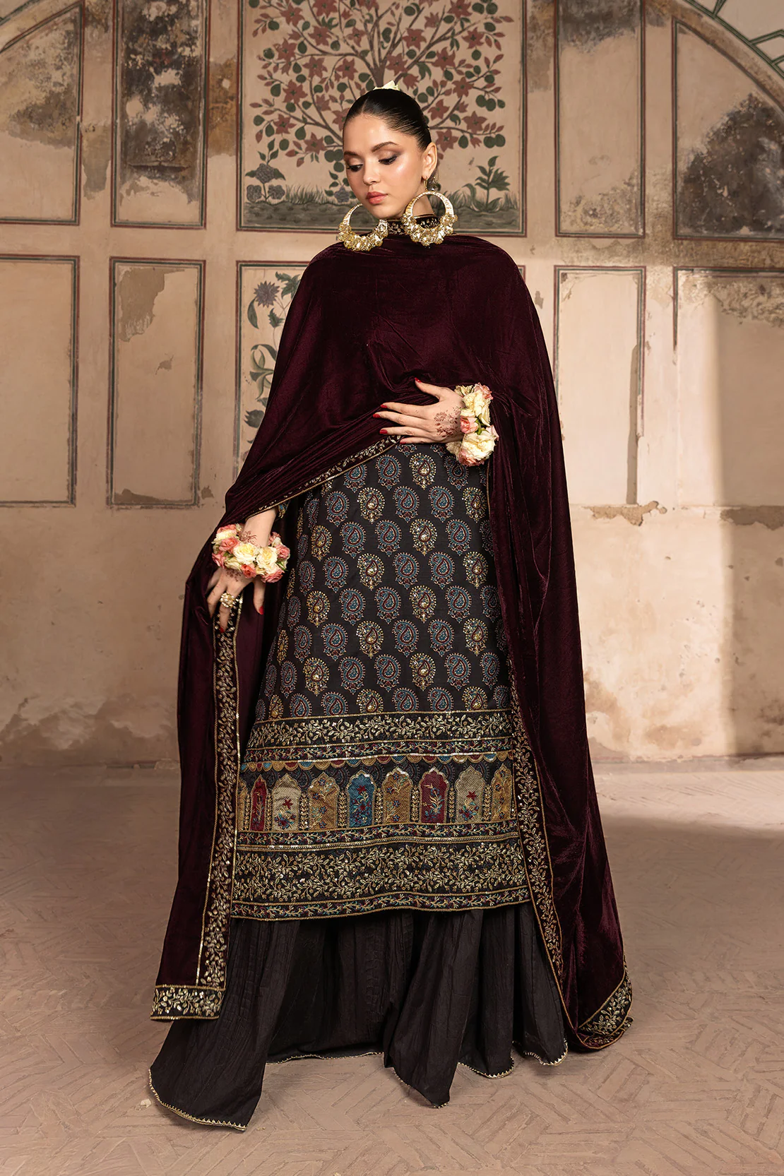 SAAZ – 3PC RAWSILK, VELVET & SILK LAWN WEDDING FESTIVE PRET - Image 8