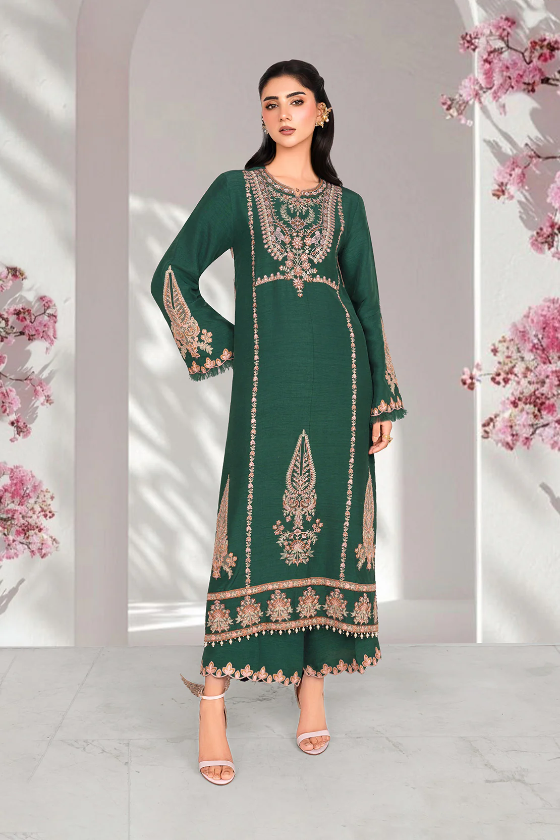 SABZ NOOR – 2PC RAWSILK EID FESTIVE PRET - Image 3