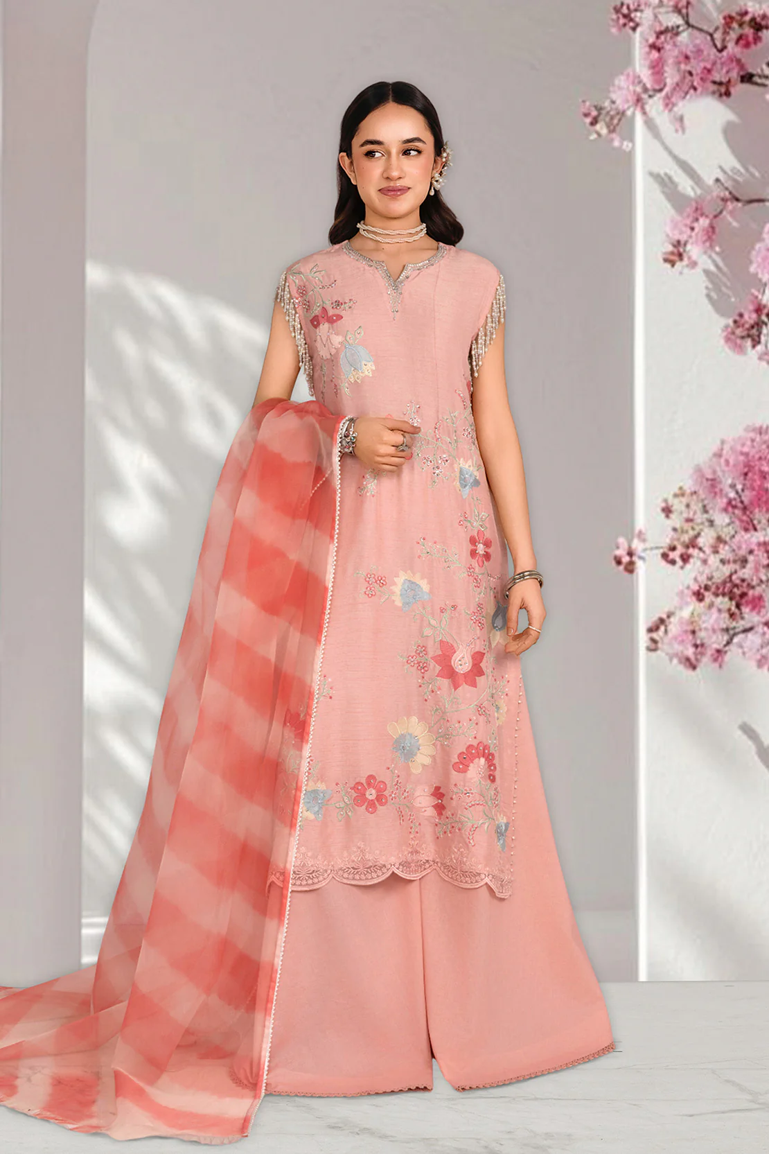 ANMOL – 3PC RAWSILK, LAWN & ORGANZA EID FESTIVE PRET - Image 5