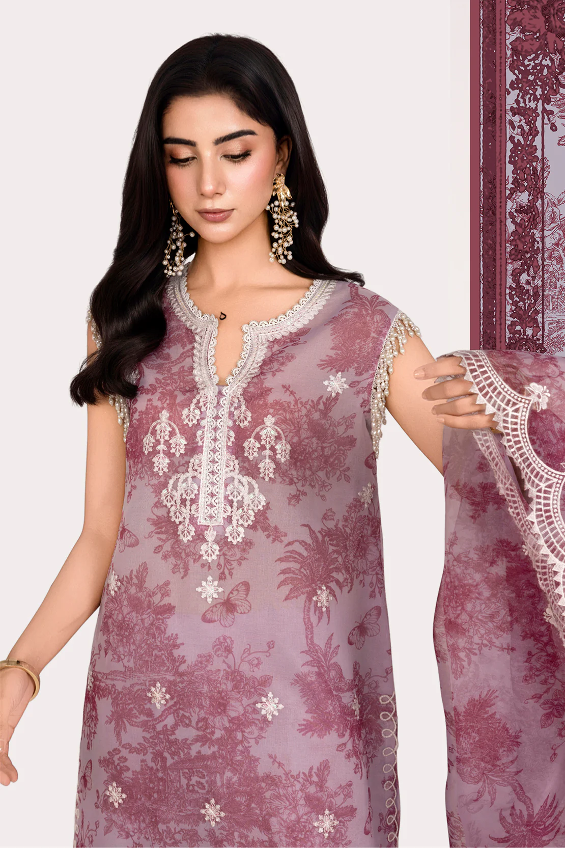 GUL - 2PC ORGANZA & LAWN EID FESTIVE PRET - Image 3