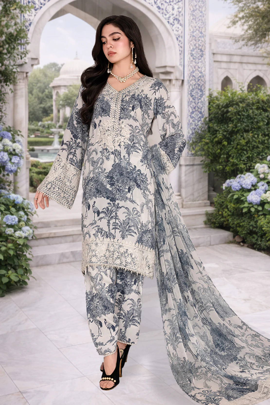 QURBAT – 3PC GRIP & CHIFFON EID FESTIVE PRET - Image 3