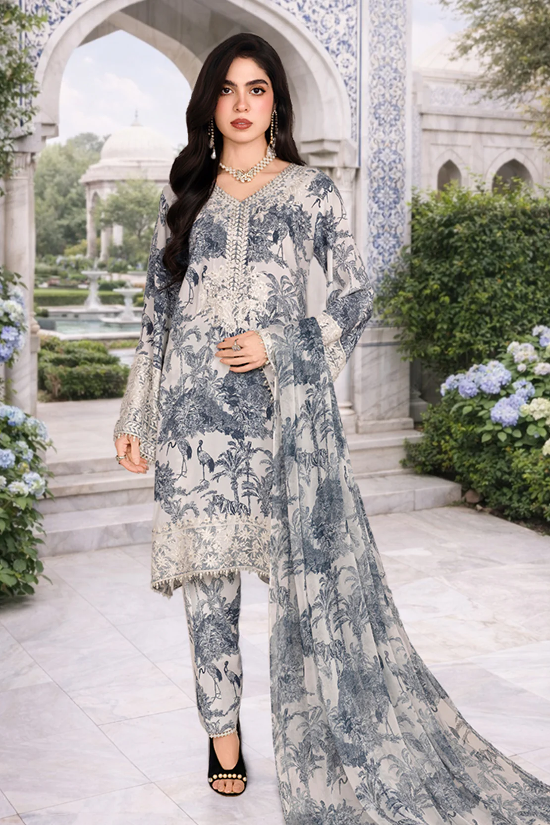 QURBAT – 3PC GRIP & CHIFFON EID FESTIVE PRET - Image 6