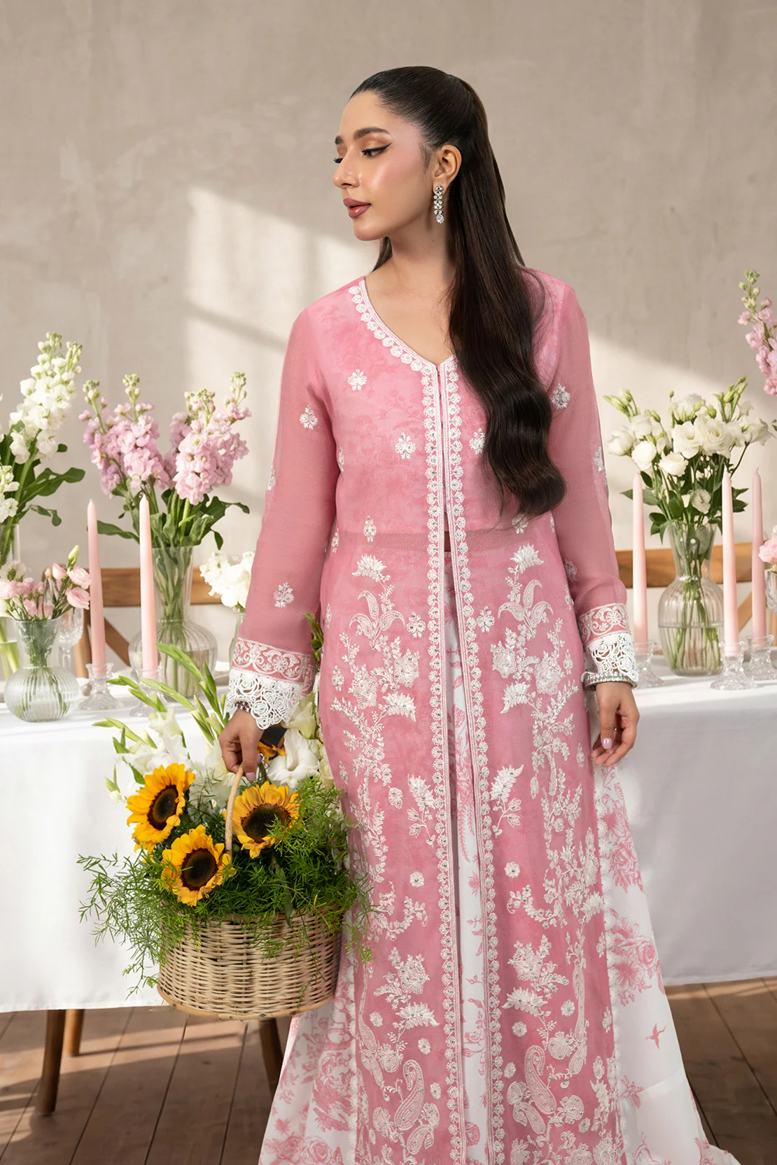 ROSY ROSE 3PC KHAADI NET & LAWN EID FESTIVE PRET - Image 5