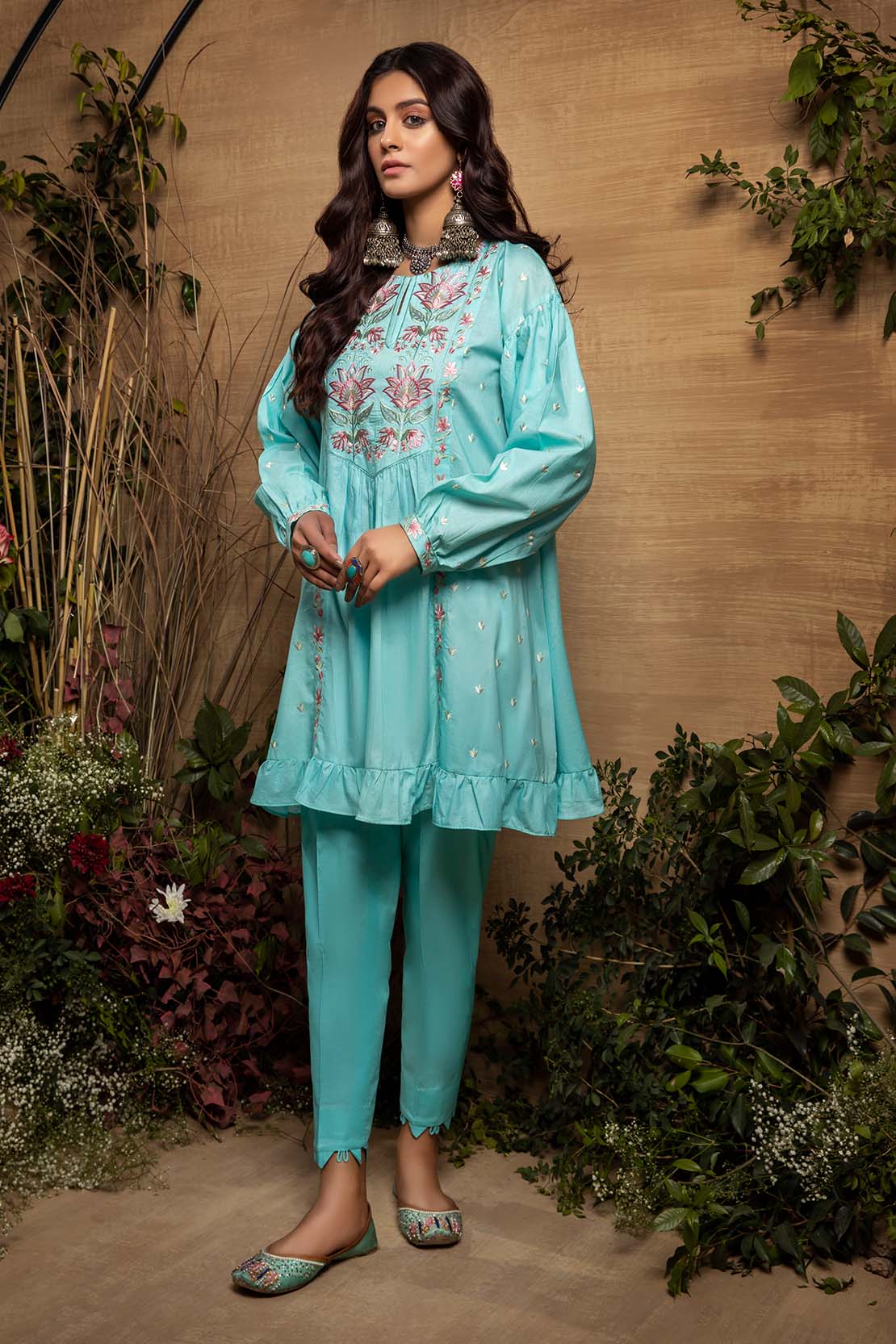 Solid Embroidered Fusion Kurti