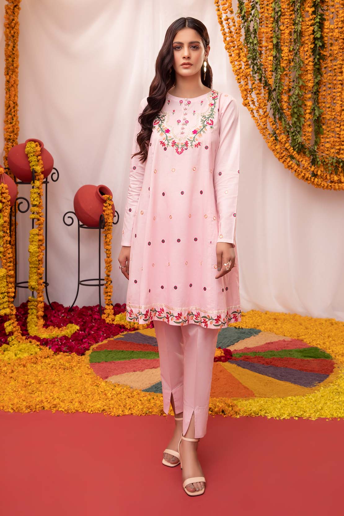 Solid Embroidered Fusion Kurti