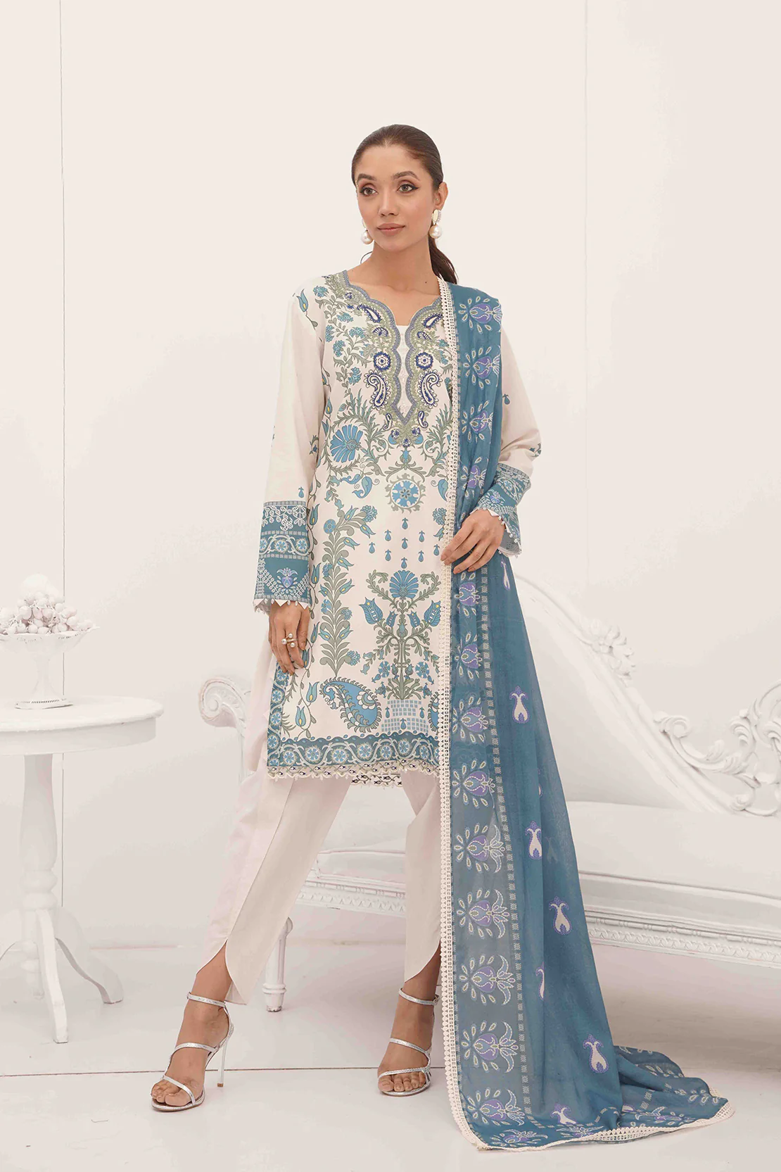PRINTED - 3 PC LAWN SUIT - Image 8
