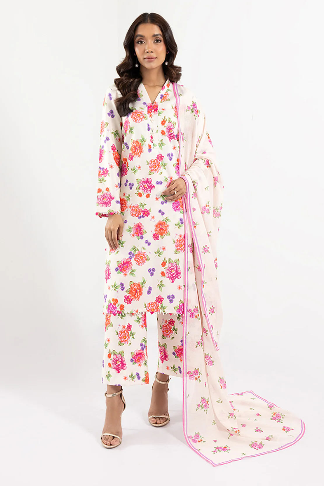 PRINTED - 3 PC LAWN SUIT - Image 5