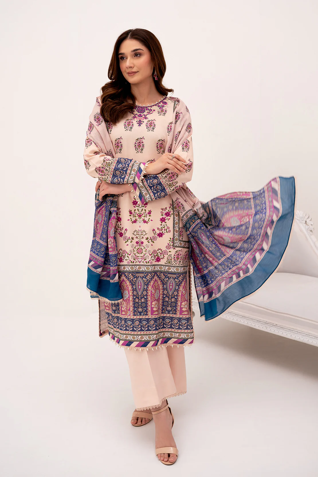 PRINTED - 3 PC LAWN SUIT - Image 5