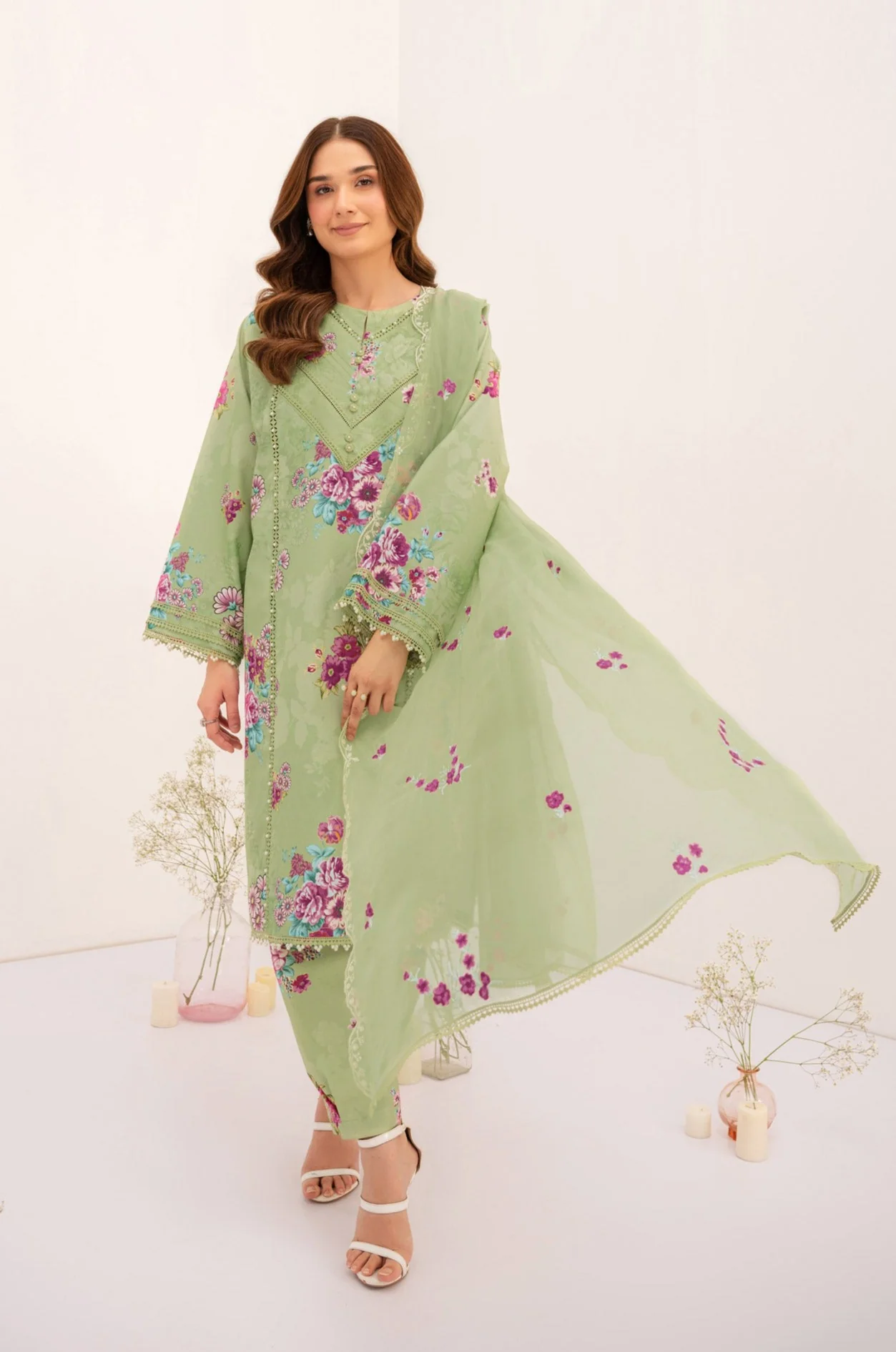 PRINTED - 3 PC LAWN SUIT - Image 9