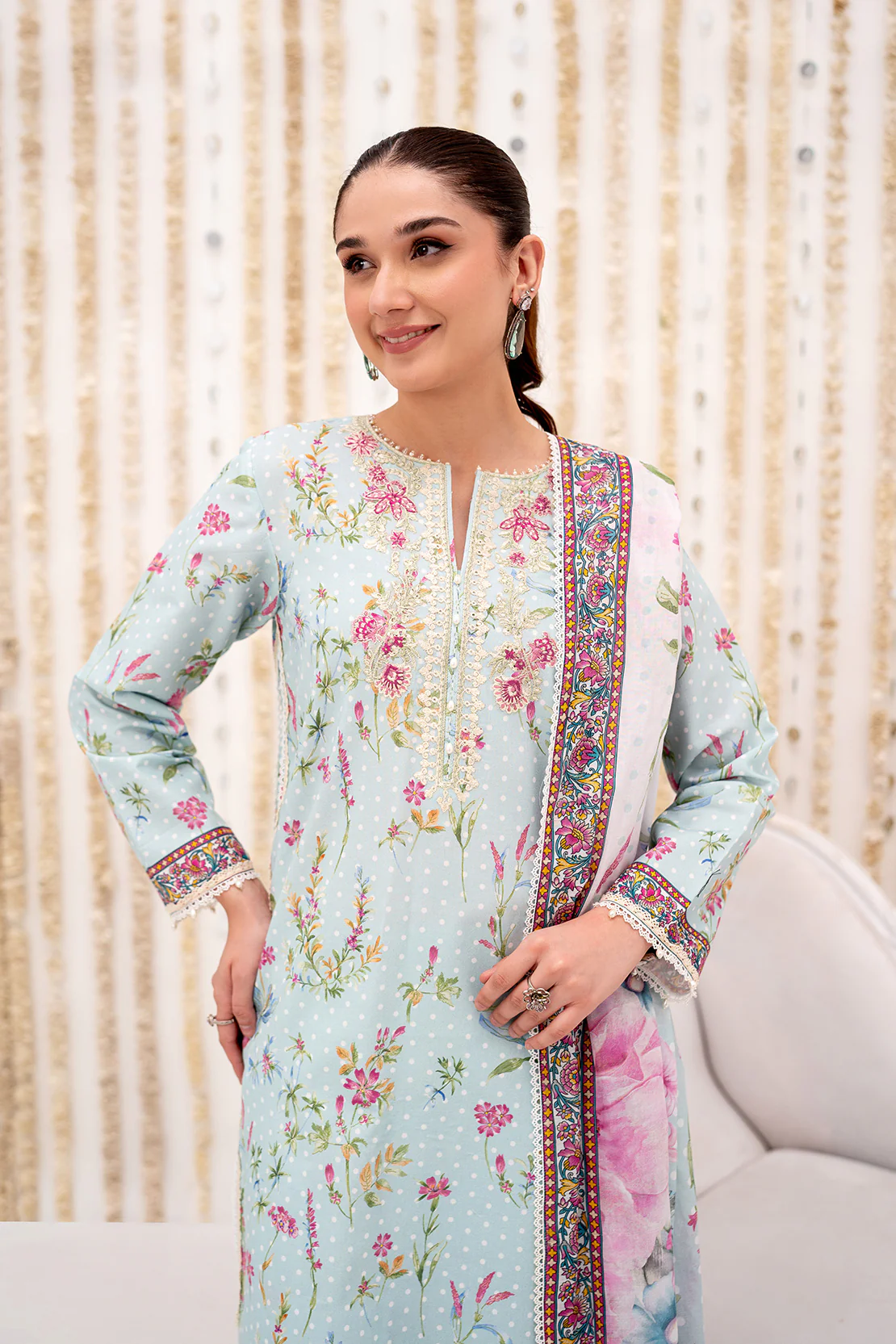 PRINTED - 3 PC LAWN SUIT - Image 5
