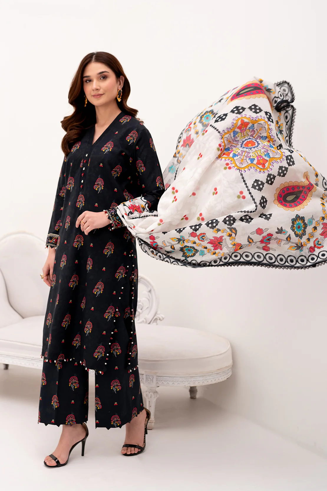 PRINTED - 3 PC LAWN SUIT - Image 5
