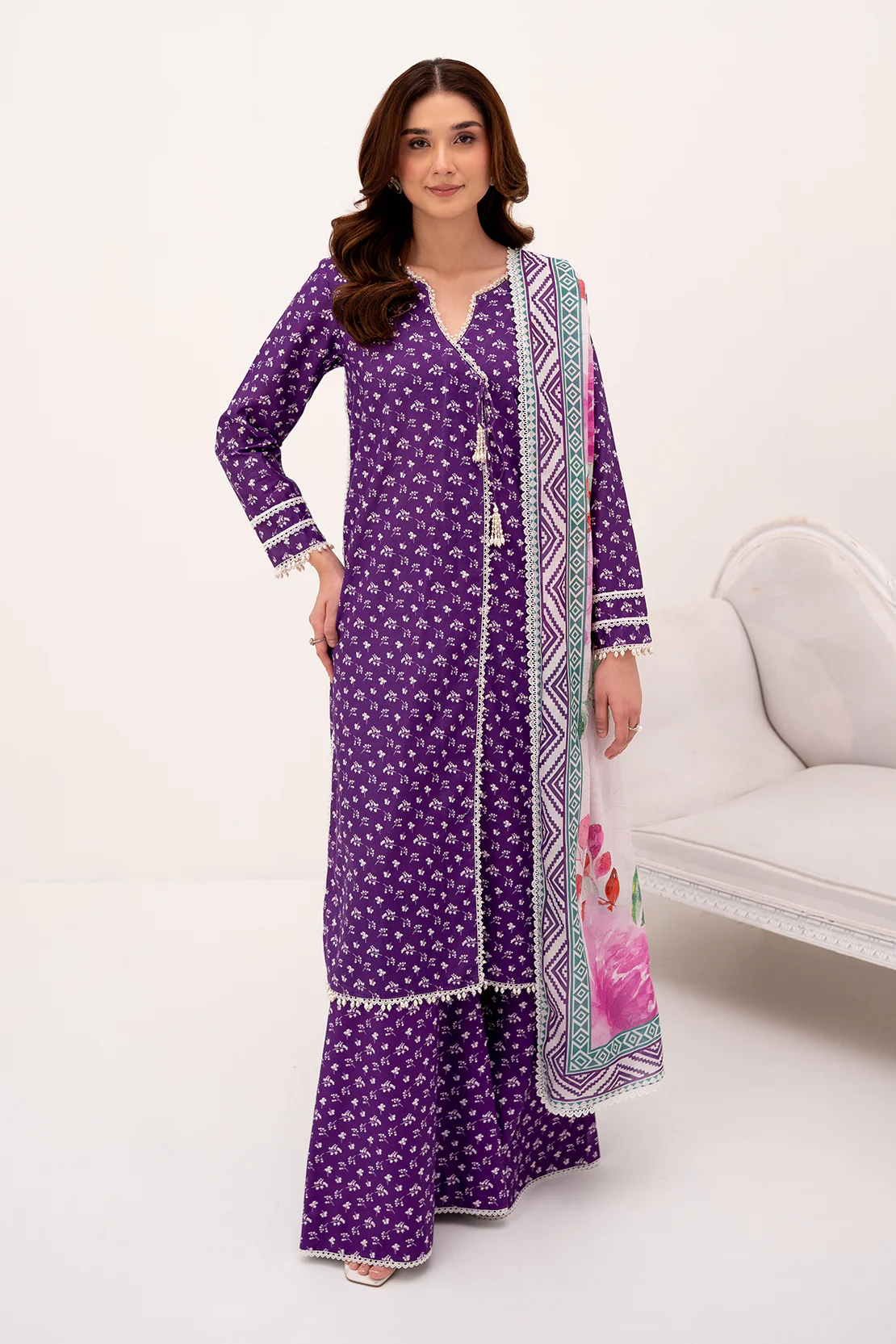 PRINTED - 3 PC LAWN SUIT - Image 2