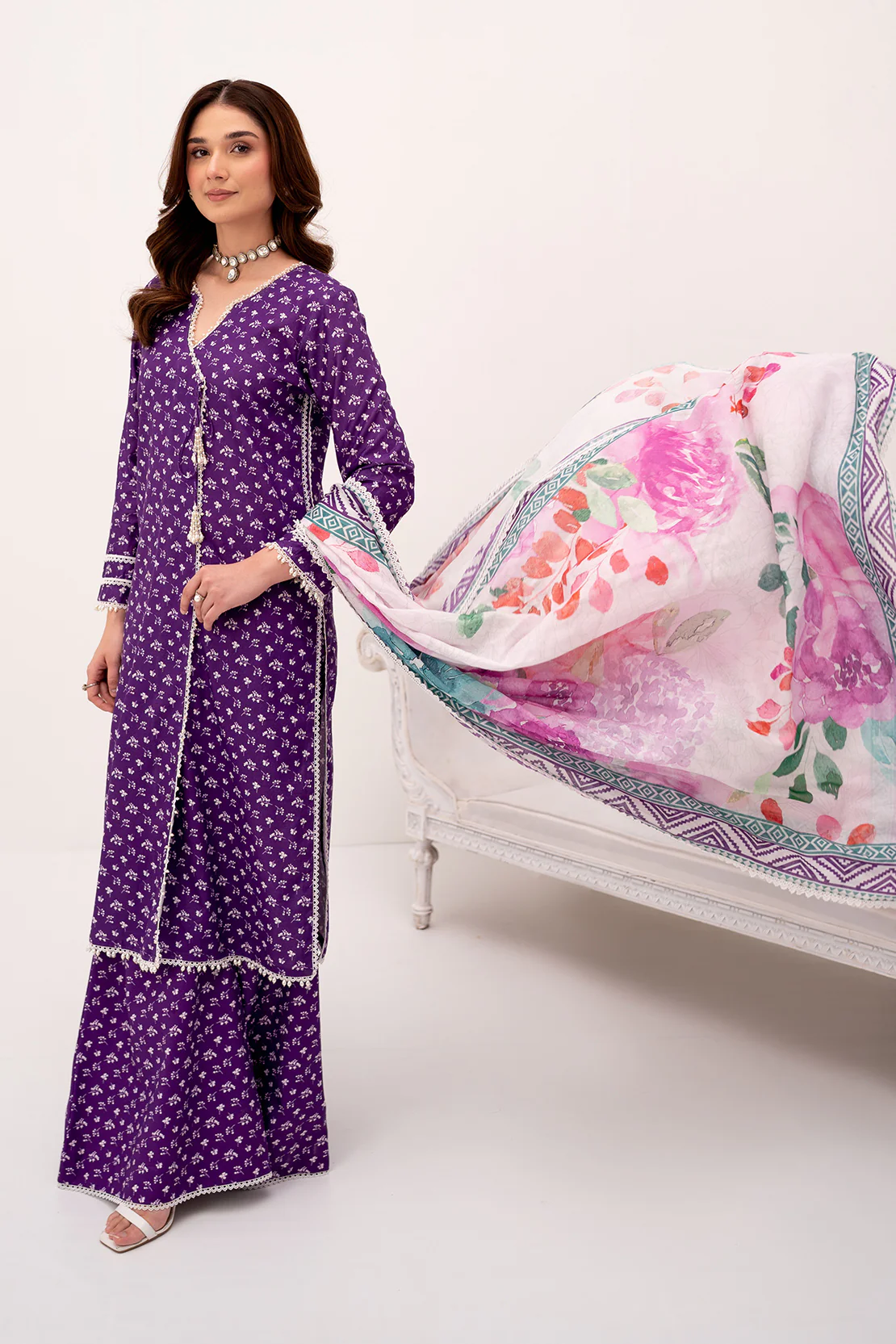 PRINTED - 3 PC LAWN SUIT - Image 4