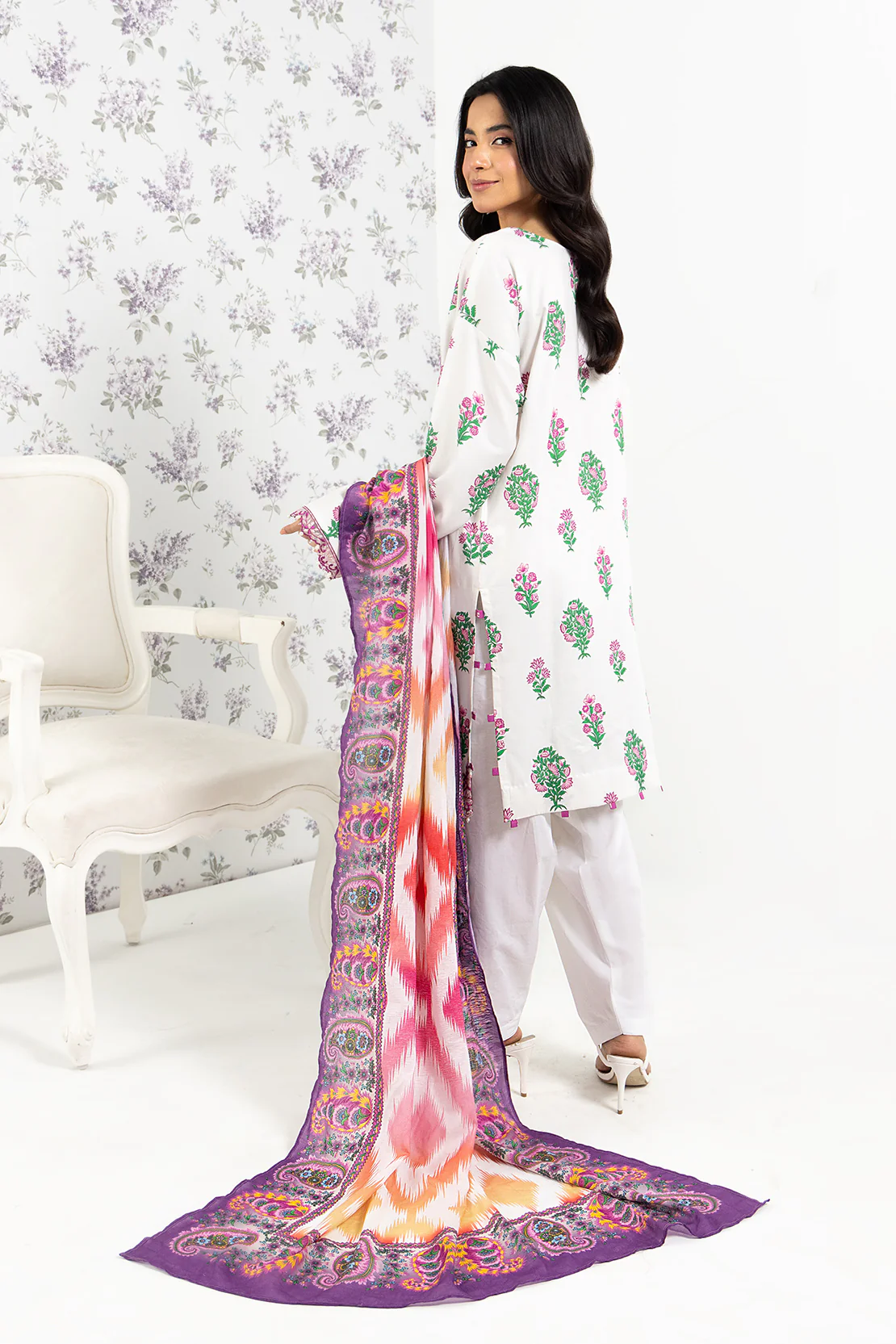 PRINTED - 3 PC LAWN SUIT - Image 3