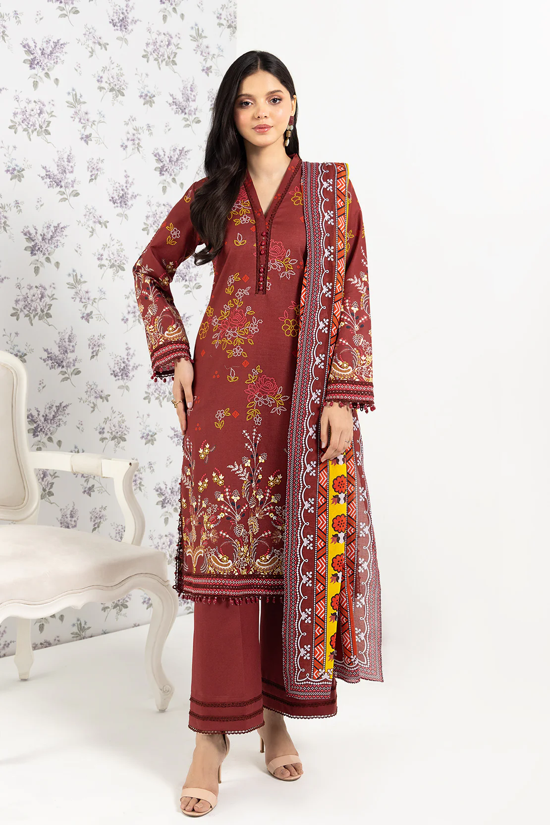 PRINTED - 3 PC LAWN SUIT - Image 6