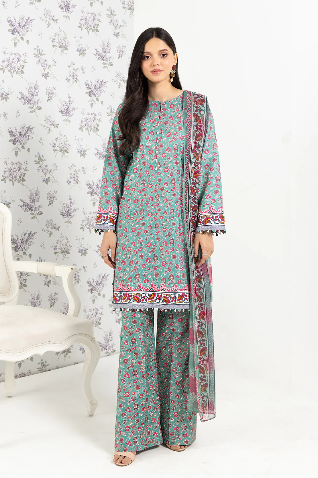 PRINTED - 3 PC LAWN SUIT - Image 2