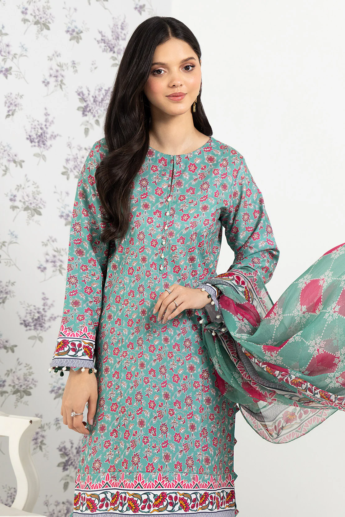 PRINTED - 3 PC LAWN SUIT - Image 4