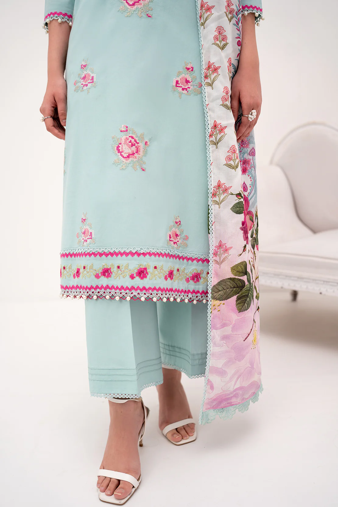 PRINTED - 3 PC LAWN SUIT - Image 7