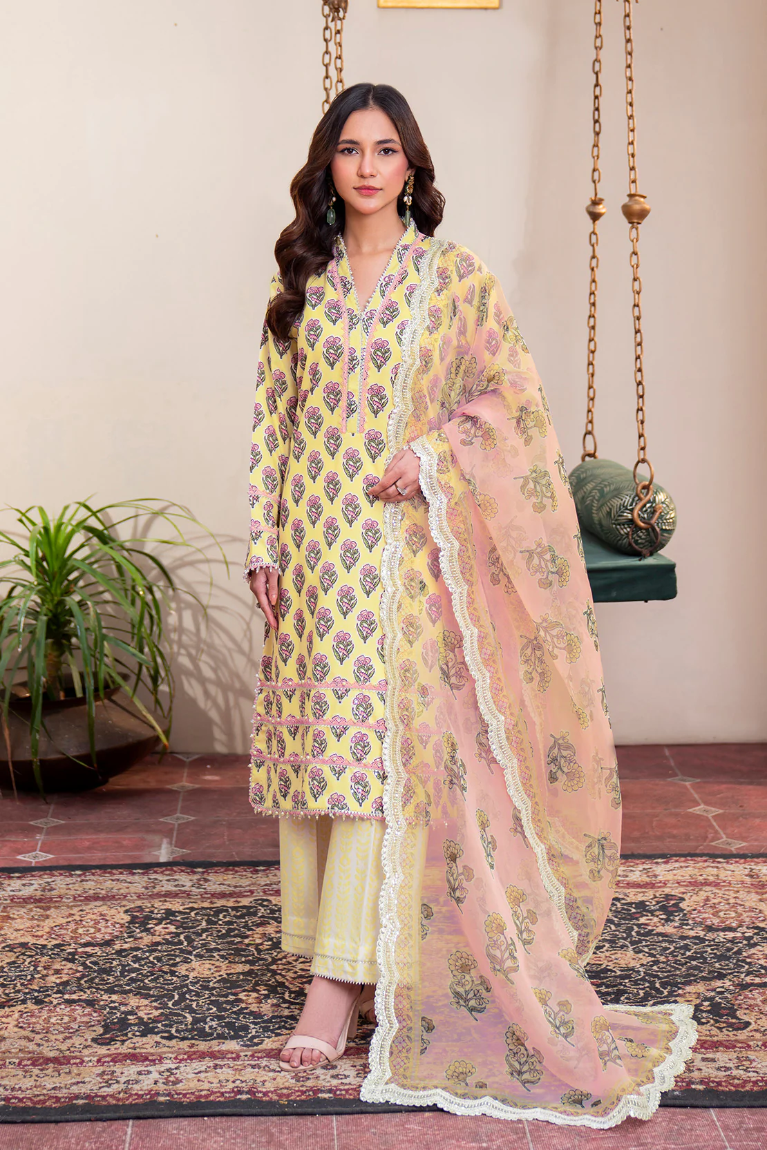 Embroidered - 3 Pc Lawn Suit (Organza Dupatta) - Image 3