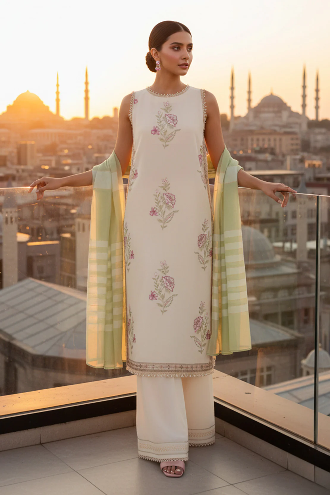 Embroidered - 3 Pc Lawn Suit (Dyed Yarn Dupatta) - Image 3