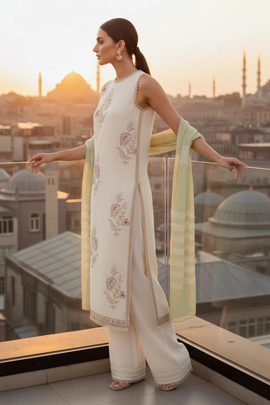Embroidered - 3 Pc Lawn Suit (Dyed Yarn Dupatta) - Image 4