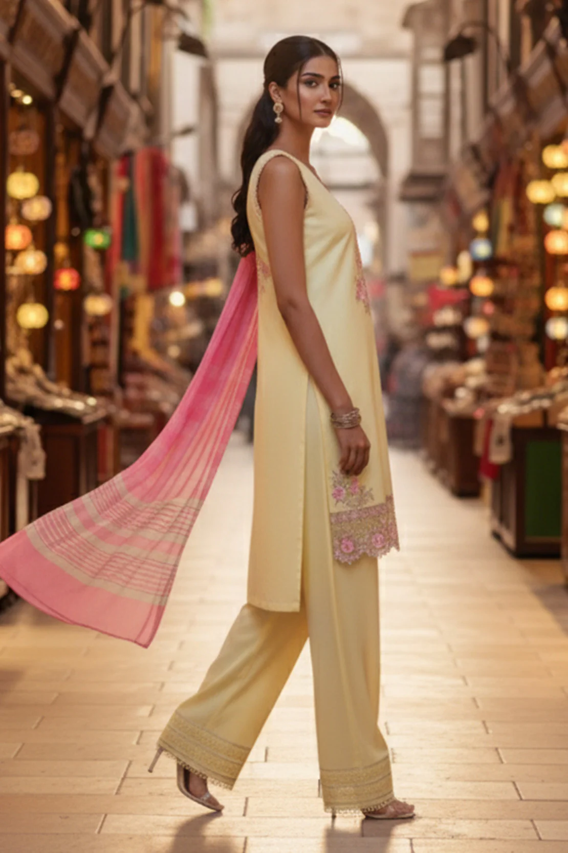 Embroidered - 3 Pc Lawn Suit (Dyed Yarn Dupatta) - Image 3