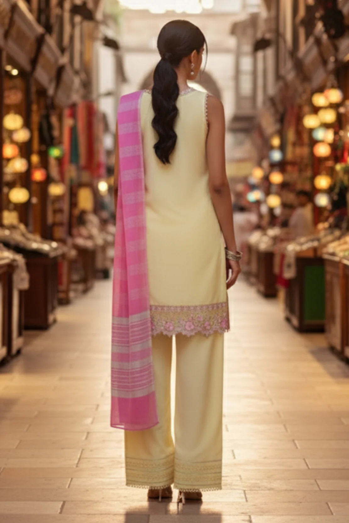 Embroidered - 3 Pc Lawn Suit (Dyed Yarn Dupatta) - Image 4