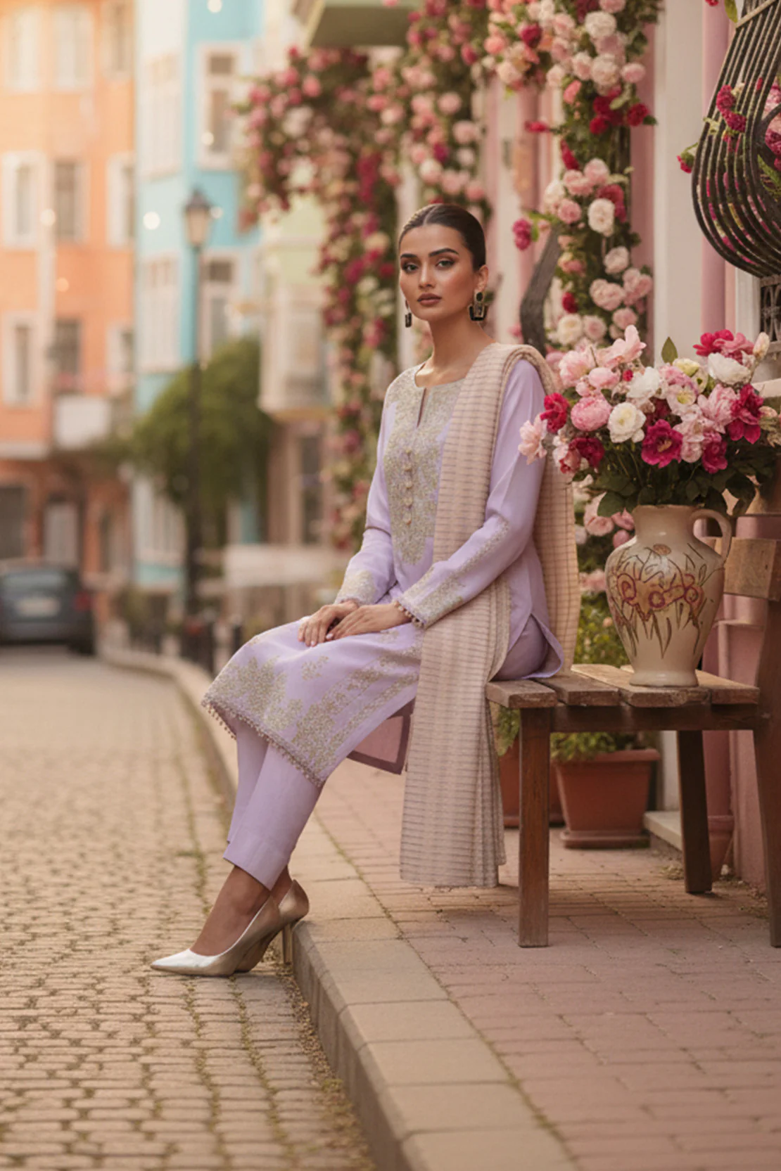 Embroidered - 3 Pc Lawn Suit (Dyed Yarn Dupatta) - Image 4