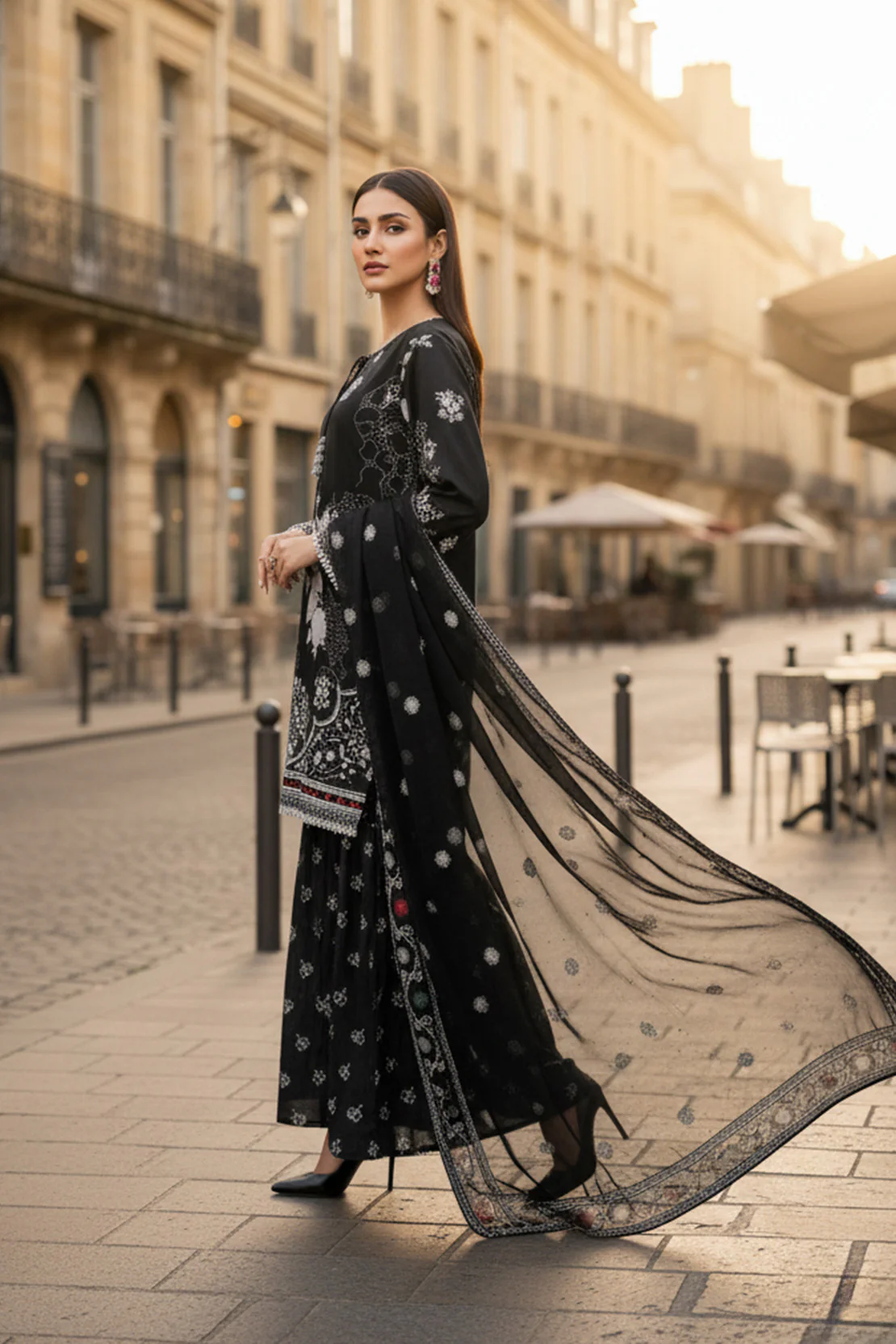 Embroidered - 3 Pc Lawn Suit (Organza Dupatta) - Image 3