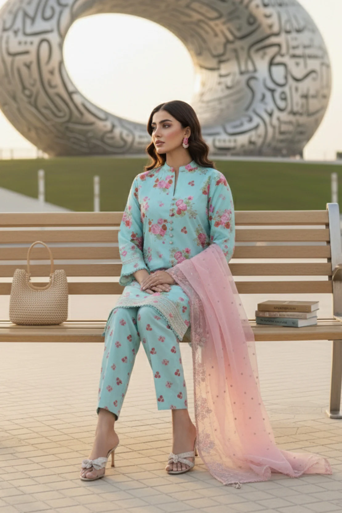 Embroidered - 3 Pc Lawn Suit (Organza Dupatta) - Image 4