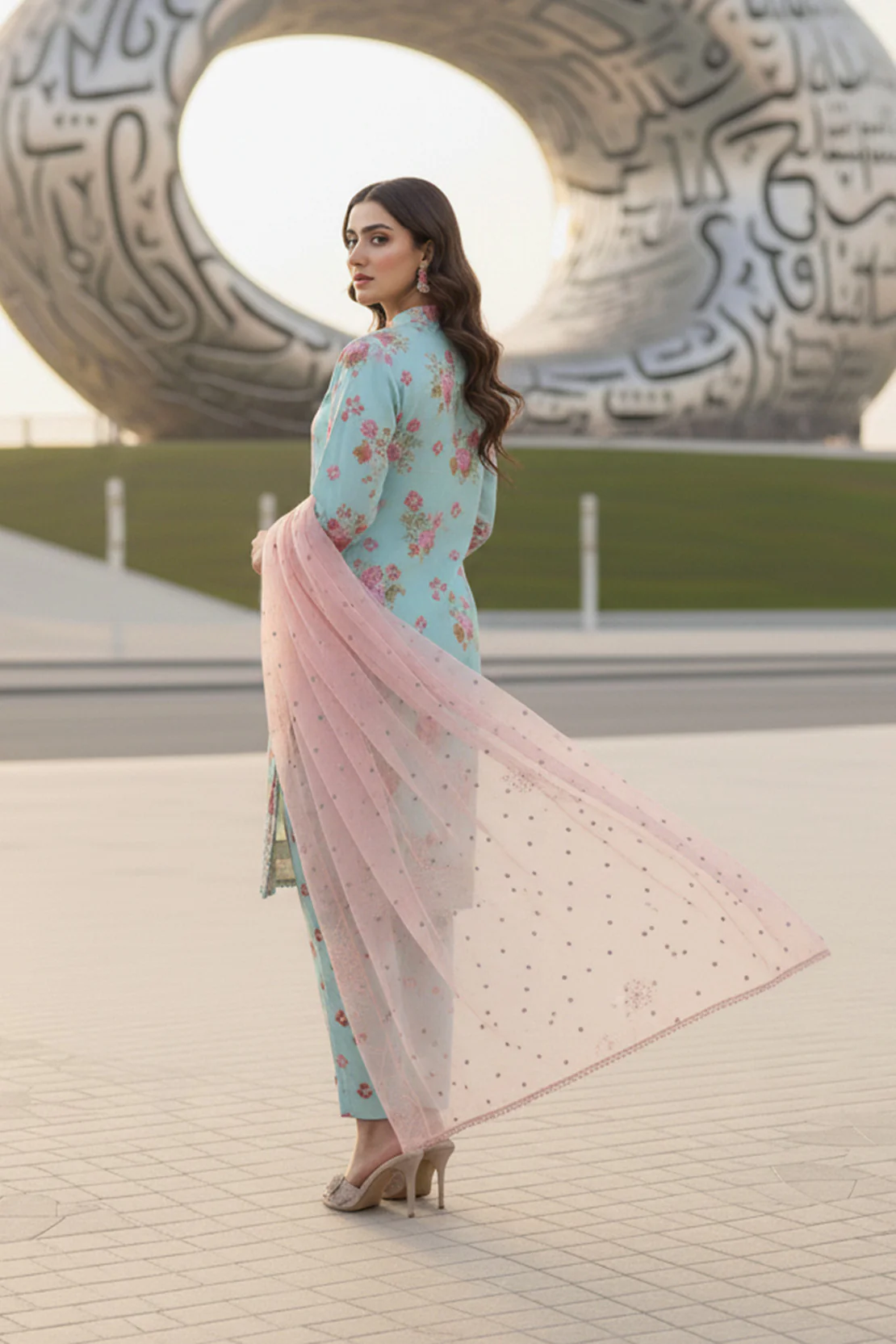 Embroidered - 3 Pc Lawn Suit (Organza Dupatta) - Image 5