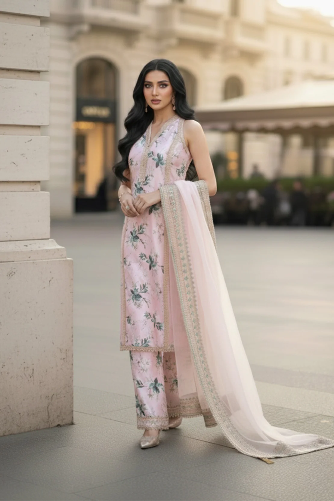 Embroidered - 3 Pc Lawn Suit (Organza Dupatta) - Image 3