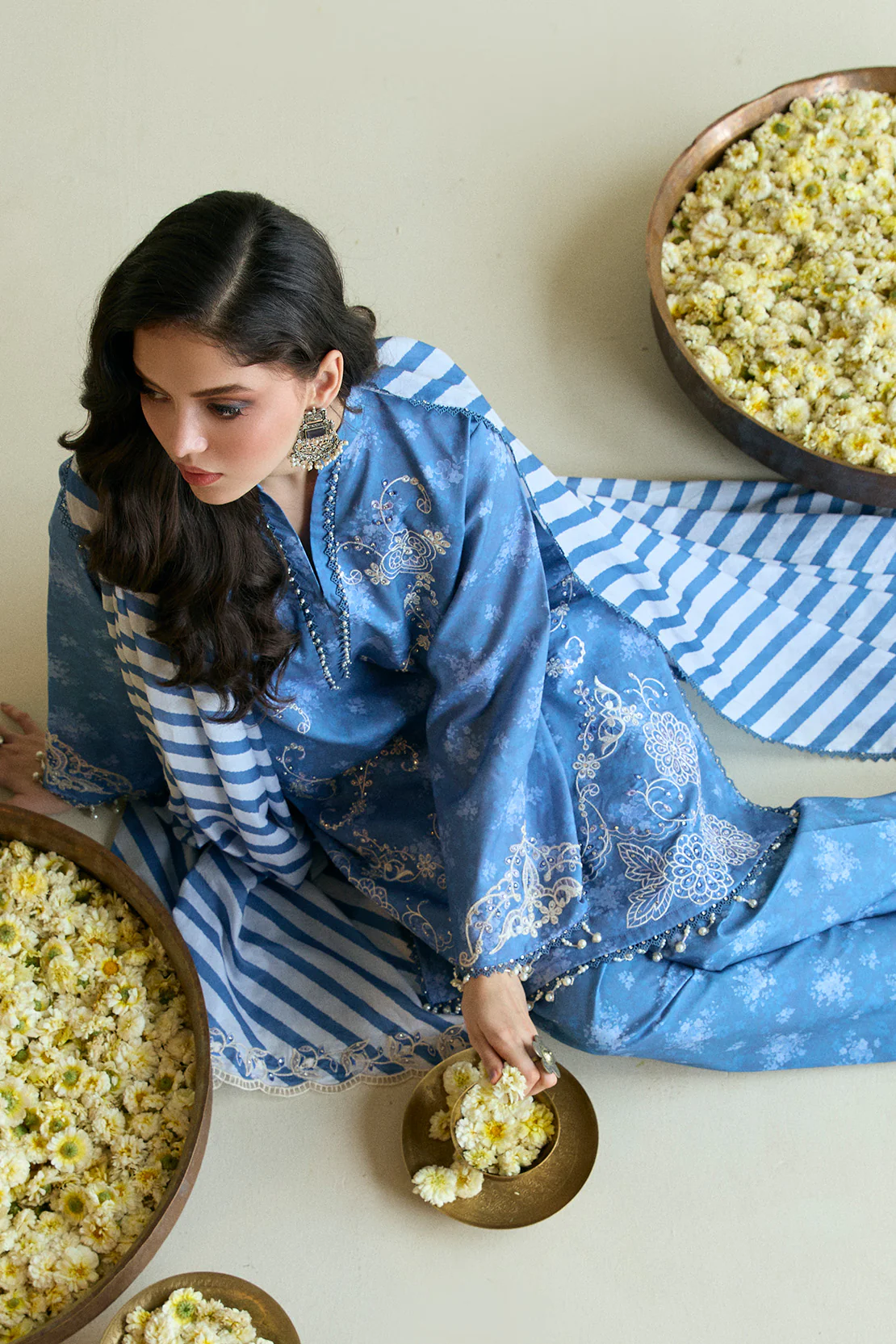 Printed Embroidered - Chikankari 3 Pc Lawn Suit (Printed Lawn Dupatta) - Image 3