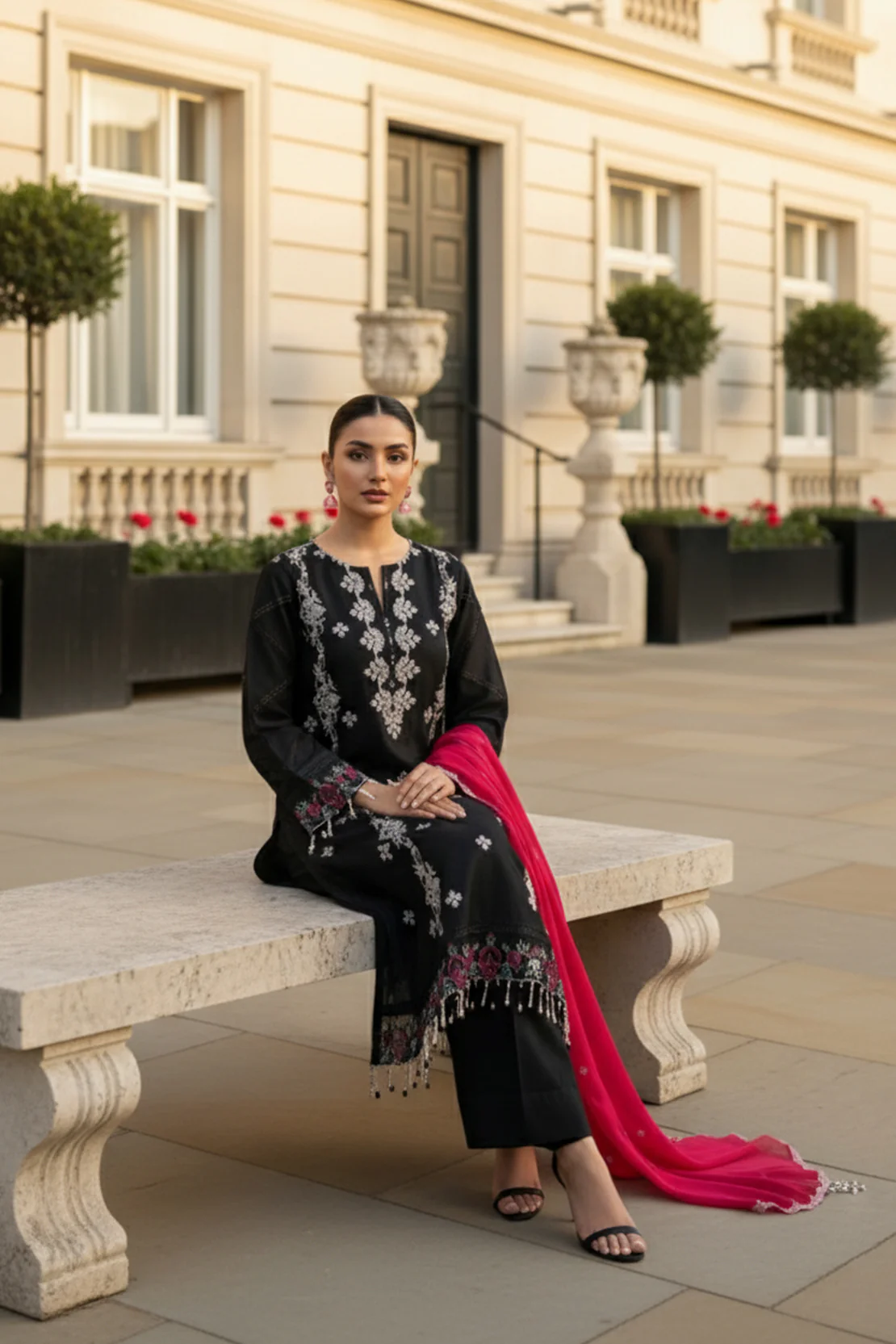 Embroidered - 3 Pc Lawn Suit (Dyed Embroidered Dupatta) - Image 4