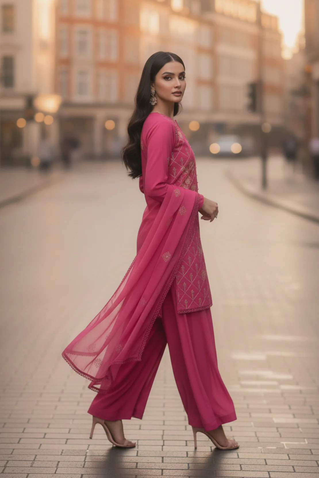 Embroidered - 3 Pc Cotton Lawn Suit (Dyed Embroidered Dupatta) - Image 4