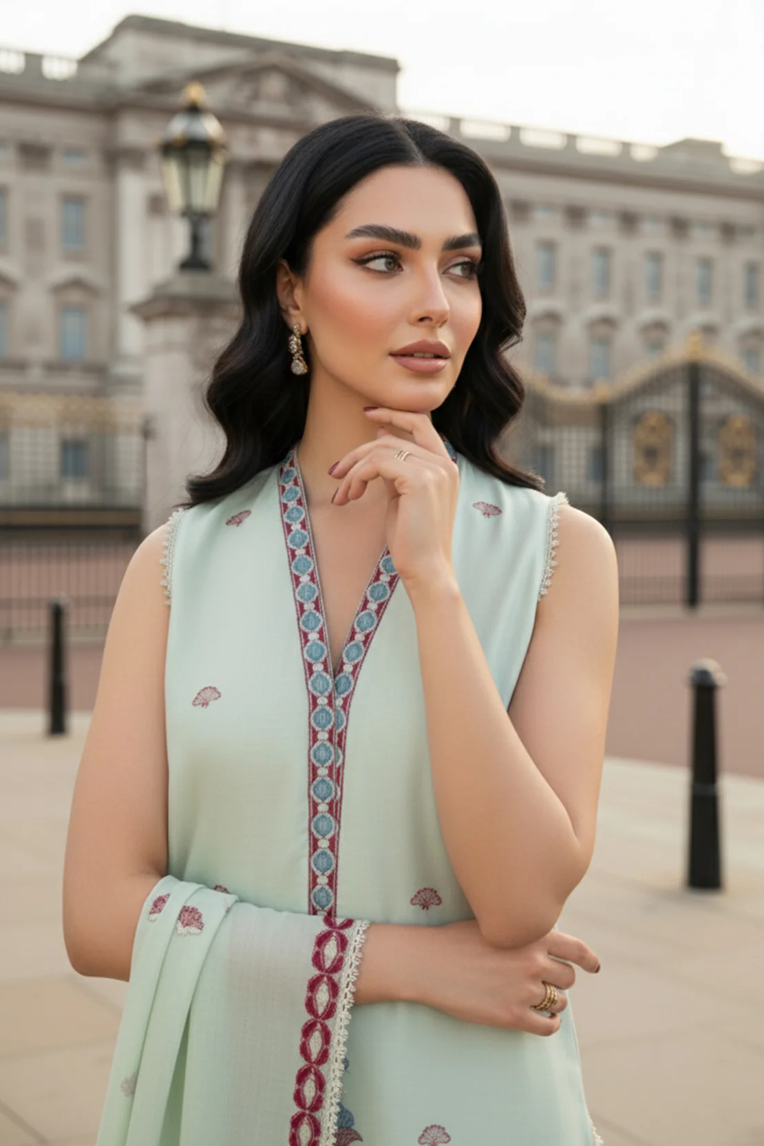 Embroidered - 3 Pc Lawn Suit (Dyed Embroidered Dupatta) - Image 4